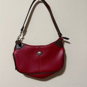 Elegant Red and Brown Shoulder Bag
